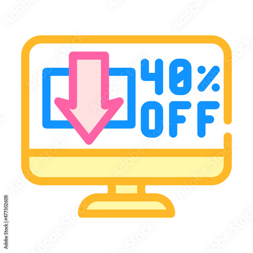 online discounts color icon vector. online discounts sign. isolated symbol illustration