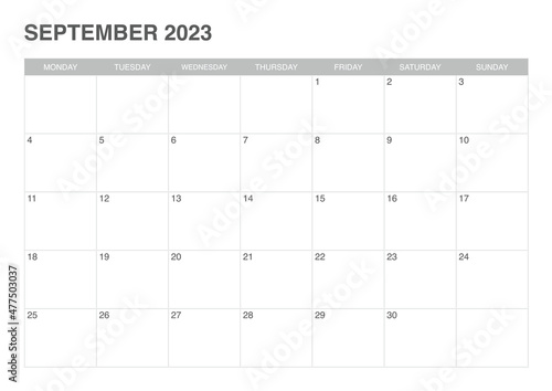calendar September 2023, simple design