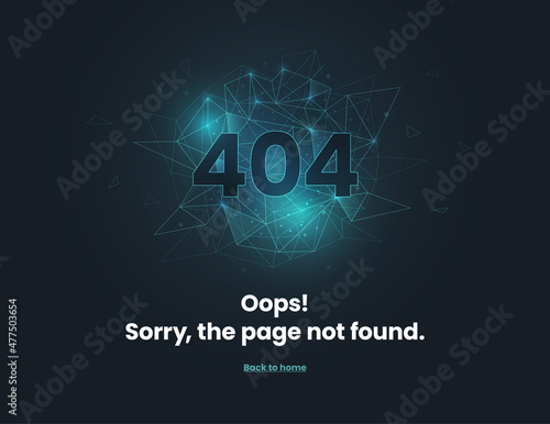 Abstract digital network connection 404 error page template.