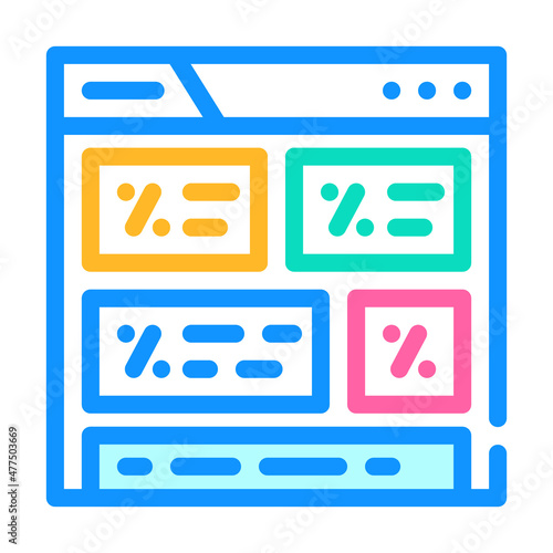 website with discounts color icon vector. website with discounts sign. isolated symbol illustration