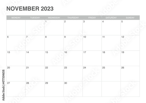 calendar November 2023, simple design