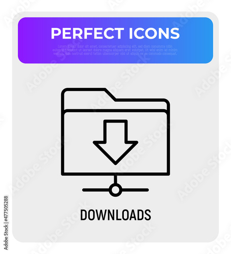 Download symbol. Thin line icon. Vector illustration.