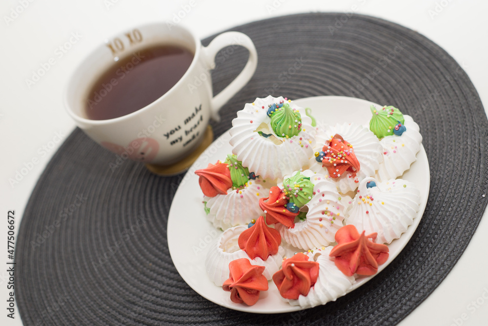 Hand-made pavlova meringues. Natural, colorful and tasty.