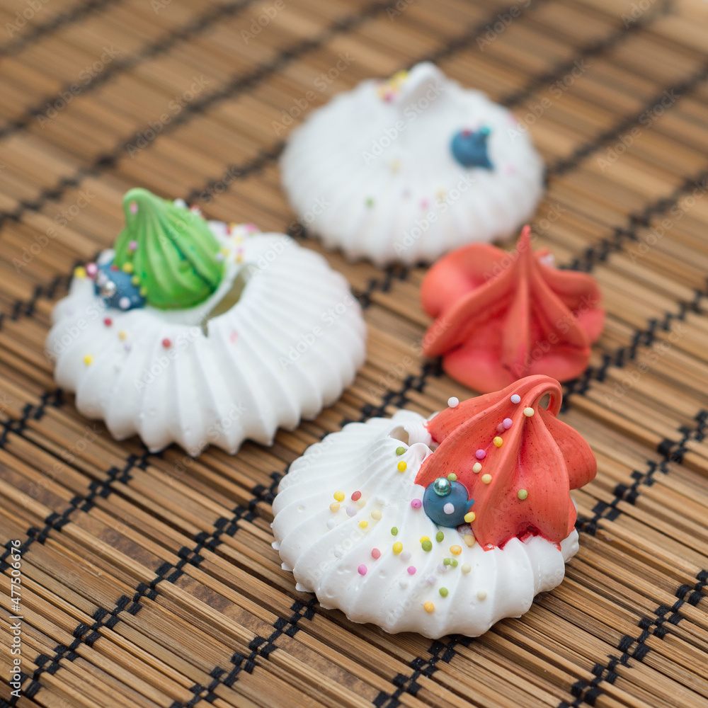 Hand-made pavlova meringues. Natural, colorful and tasty.