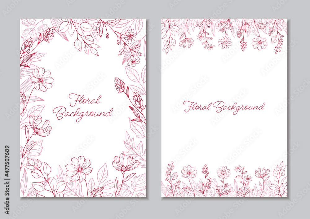Set of Floral Background with Vector Illustrations