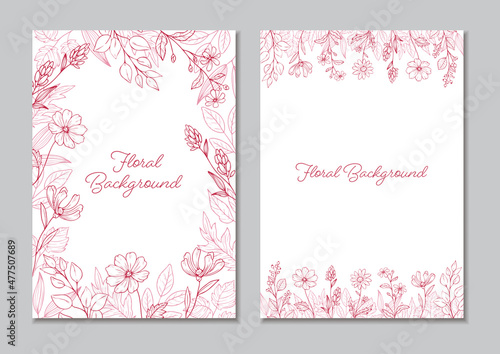 Set of Floral Background with Vector Illustrations