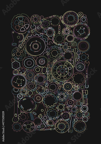 Auto spare parts and gears, background for your design
