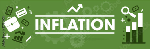 Inflation - bannière - illustrations et pictogrammes économiques