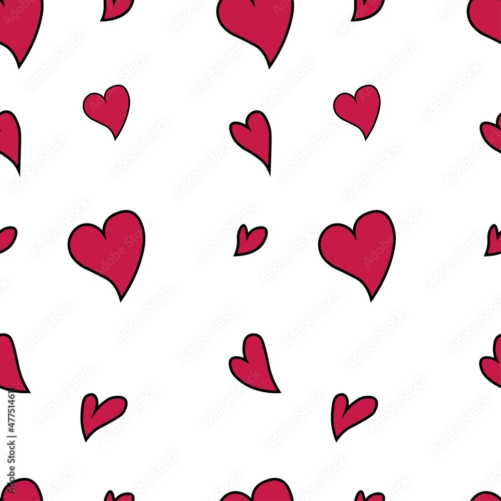 Simple hearts seamless vector pattern.