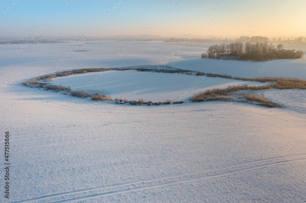 Warmia winter landscape in Poland