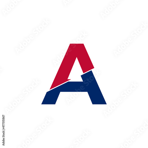 Free Download Initial Letter A Blue and Red Logo. Geometric Shapes Cut Style isolated on White Background - GFXLoad