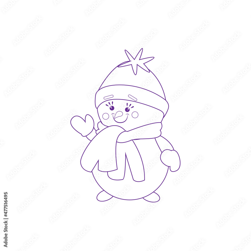 Isolated snowman with hat and scarf Vector illustration