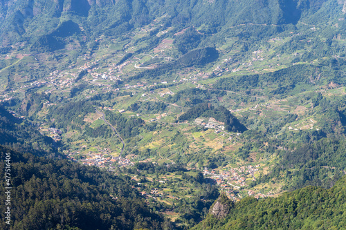 Aerial view on small city in Madeira island