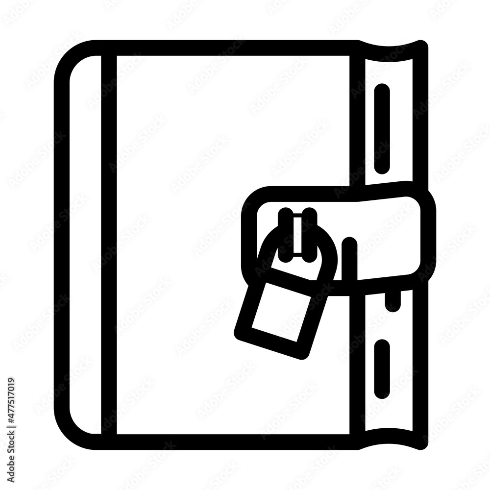 diary with lock line icon vector. diary with lock sign. isolated contour symbol black illustration diary with lock line icon vector. diary with lock sign. isolated contour symbol black illustration