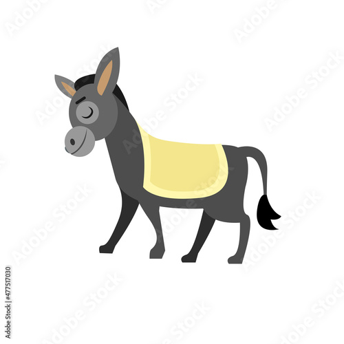 Isolated happy donkey nativity character Vector illustration