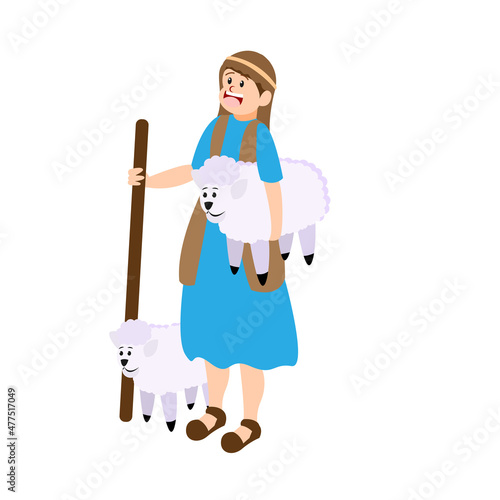 Isolated happy shepherd nativity character Vector illustration