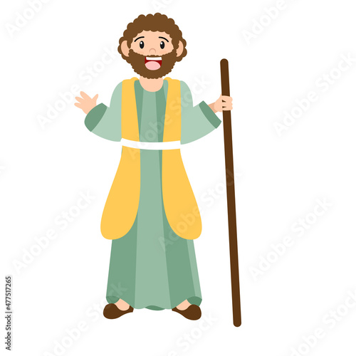 Saint Joseph Christmas character Vector illustration design
