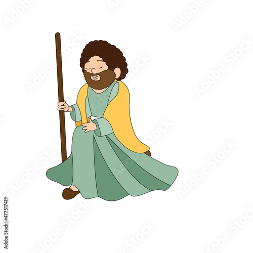 Saint Joseph Christmas character Vector illustration design