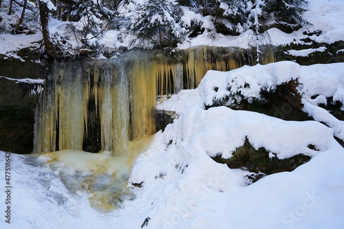 Natural icefalls (Brtnicke ledopady) is popular tourist attraction in Czech Republic in winter time