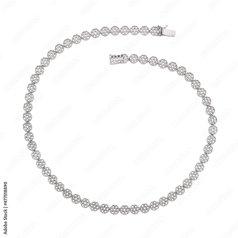 Silver chain necklace isolated on white background Silver chain necklace isolated on white background