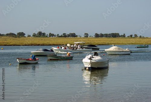 Small boats at Ria Formosa, in Luz de Tavira district