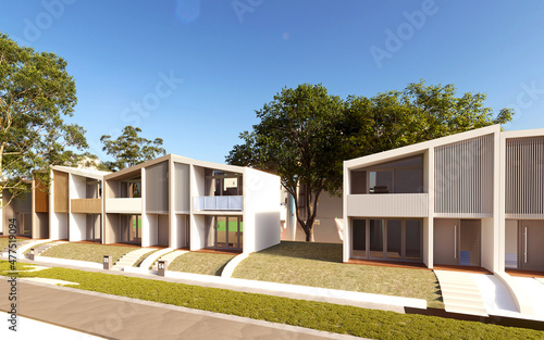 3d render of building exterior view