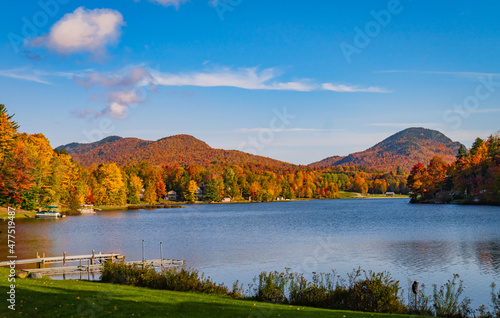 Lake Eden in autumn with beautiful fall foliage colors 