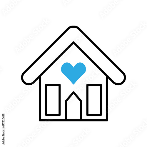 house and blue heart