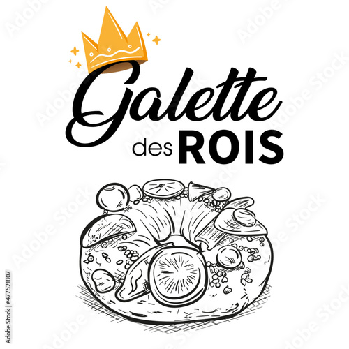 Galette des rois - Illustrations de couronne et gateau pour l'épiphanie