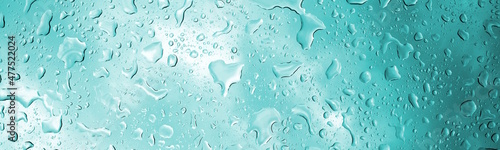Foto Hintergrund, Textur und Banner Regentropfen und Wassertropfen auf Glas