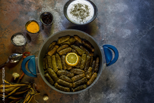 Stuffed grape leaves, a traditional Anatolian dish