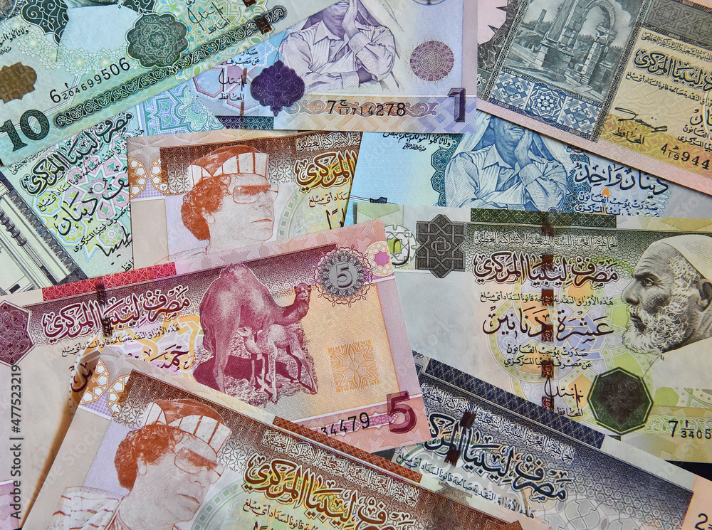 uns billetes de banco de Libia uns billetes de banco de Libia