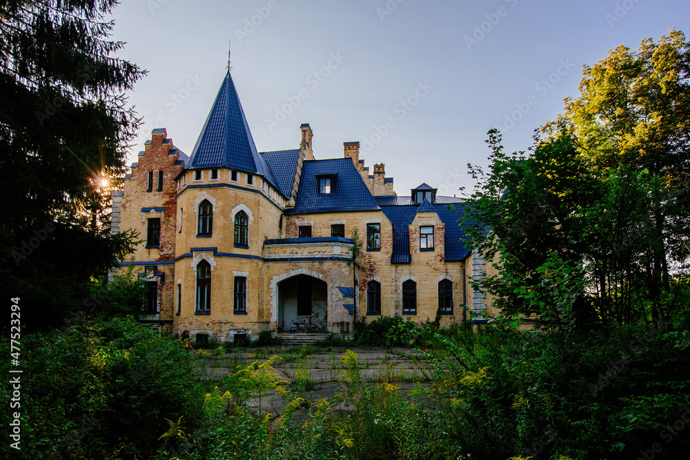 Old abandoned castle in gothic style. Former Manor Uspenskoye, Moscow region