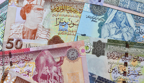 Tableau sur toile unos billetes de Libia de la epoca de Gadaffi