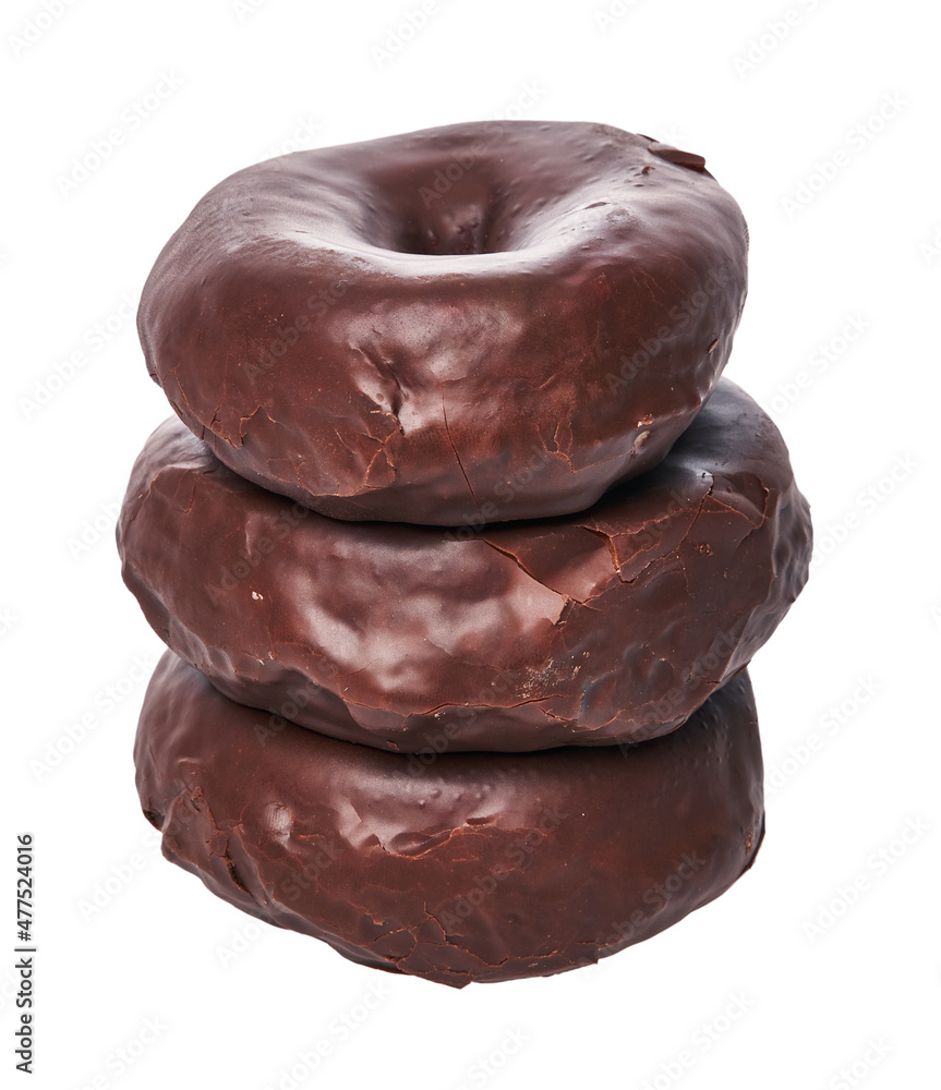 Stack of chocolate doughnuts isolated on a white background Stack of chocolate doughnuts isolated on a white background