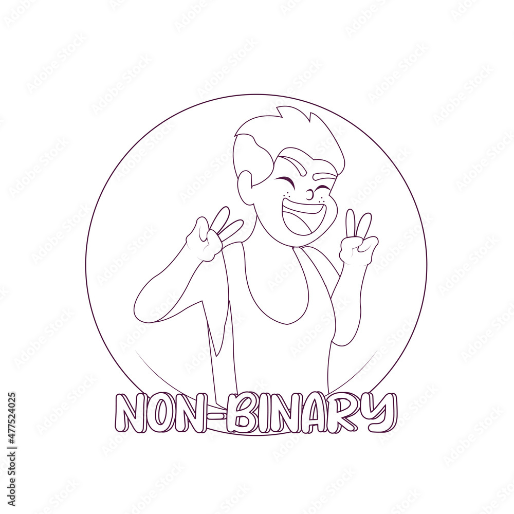 Obraz premium Isolated happy non binary person Vector illustration
