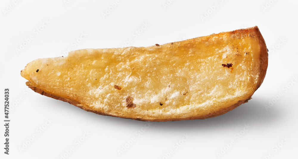Single slice of baked potato isolated on a white background Single slice of baked potato isolated on a white background