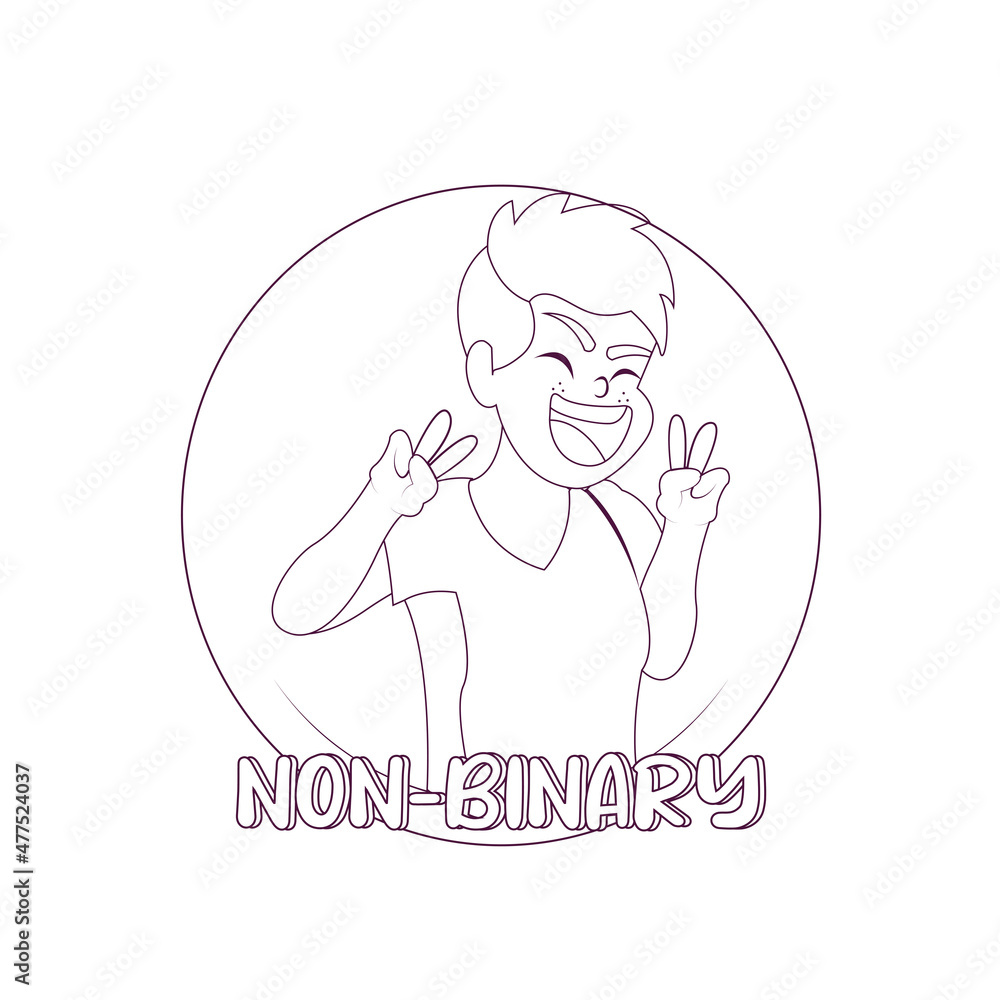 Obraz premium Isolated happy non binary person Vector illustration