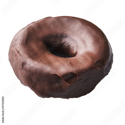 Fotografie, Obraz Single delicious chocolate doughnut isolated on a white background