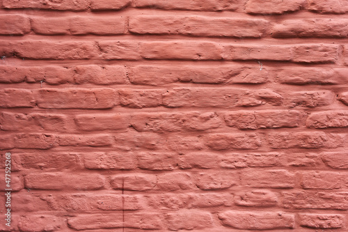  Painted red brick wall surface background