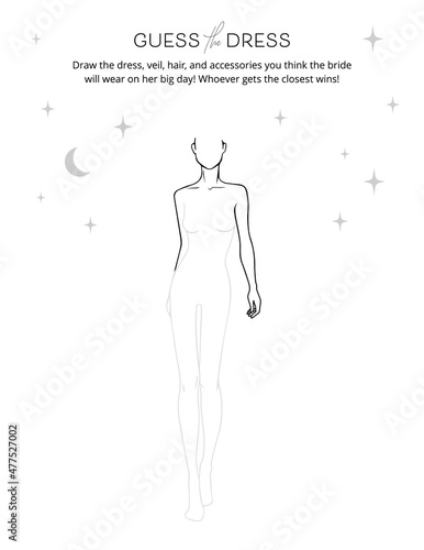 Over the Moon Guess the Dress Bridal Game Sheet