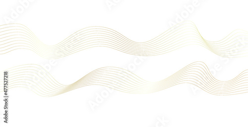 Gold line wave. Luxury style. Tech pattern. Curved wavy line, smooth stripe. Vector illustration.