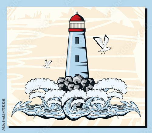 lighthouse seagulls and the sea