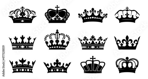 Set crowns. Vector illustration and icon.