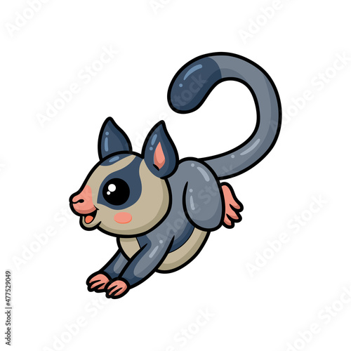 Cute little sugar glider cartoon running