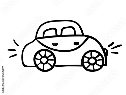 Car side, cute black vector doodle