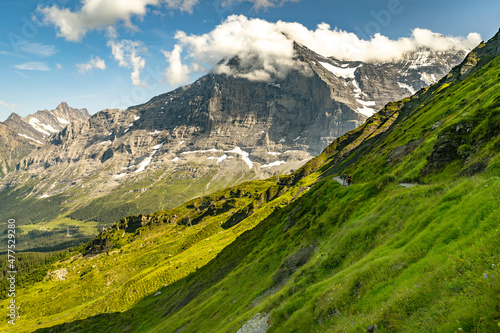 Clouds on top of the Jungfrau cliffs. 