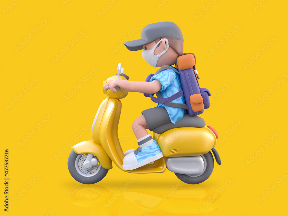 Boy Ready to travel 3d rendering illustration Boy Ready to travel 3d rendering illustration