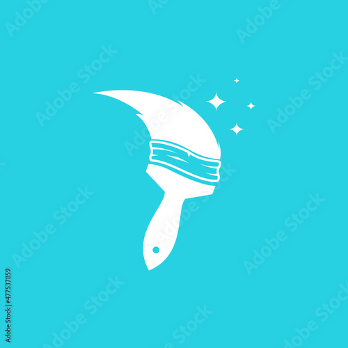 white paint brush shine logo design vector graphic symbol icon sign illustration creative idea