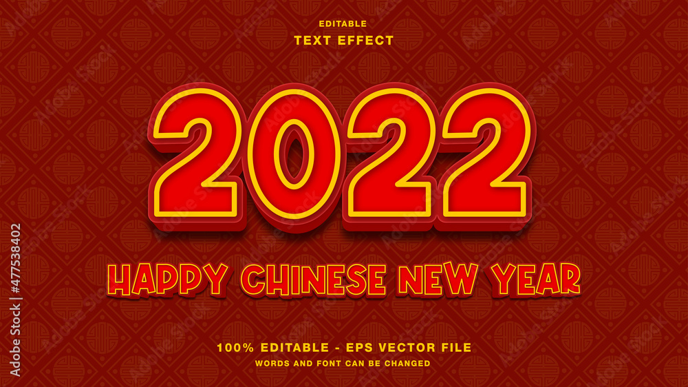 2022 Chinese New Year 3D Style Editable Text Effect